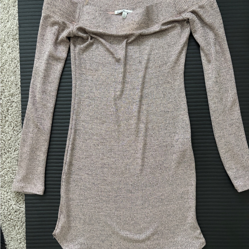Charlotte Russe Textured Knit Dress in Taupe